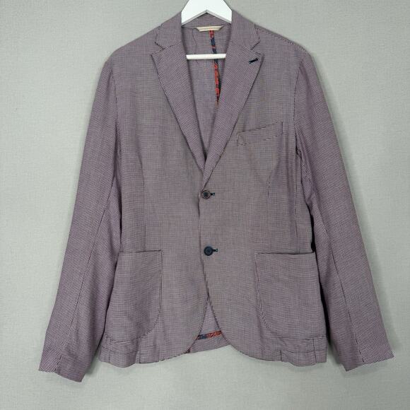 BOB Blazer Jacket Mens IT 50 Blue Check Print Tailored Sport Coat Made in Italy - Picture 1 of 13